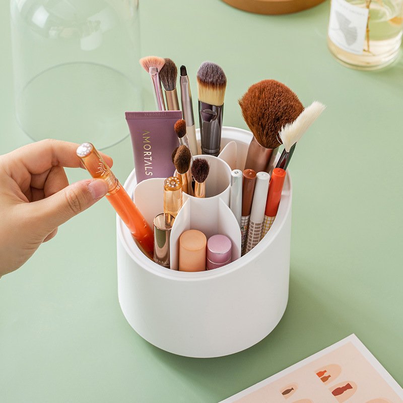 360 Degree Rotating Makeup Brush Holders Dustproof Cosmetic Brushes Storage Case Makeup Organizer With Lid