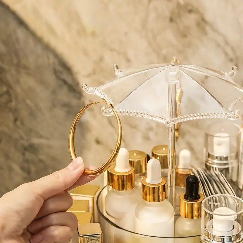 Rotating Acrylic Transparent Cosmetics Desktop Jewelry Display Case Makeup Storage Container Organizer Box