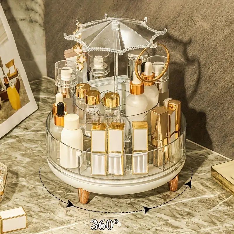 Rotating Acrylic Transparent Cosmetics Desktop Jewelry Display Case Makeup Storage Container Organizer Box
