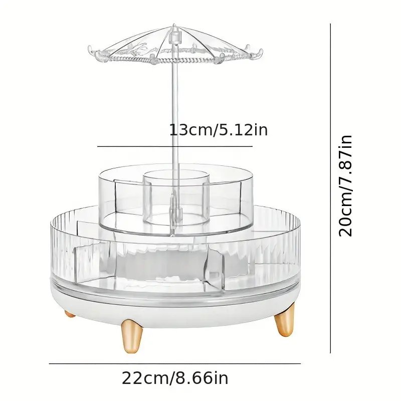 Rotating Acrylic Transparent Cosmetics Desktop Jewelry Display Case Makeup Storage Container Organizer Box