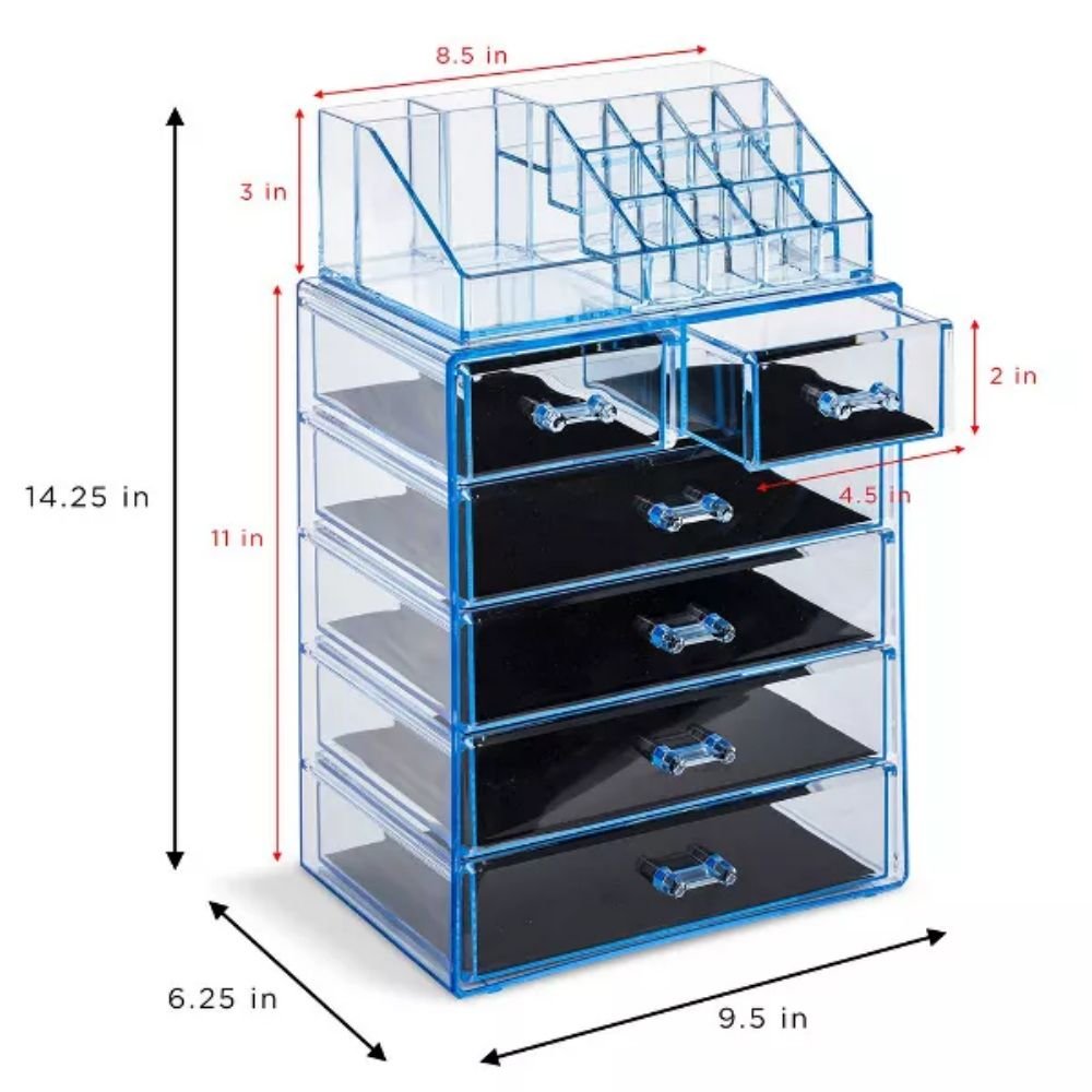6-Drawer Transparent Acrylic Clear Cube Makeup Organizer 5-Tier Rectangle Storage Multifunctional Jewelry Food Other Items PP