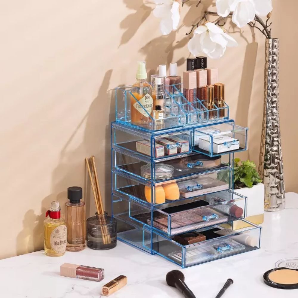 6-Drawer Transparent Acrylic Clear Cube Makeup Organizer 5-Tier Rectangle Storage Multifunctional Jewelry Food Other Items PP