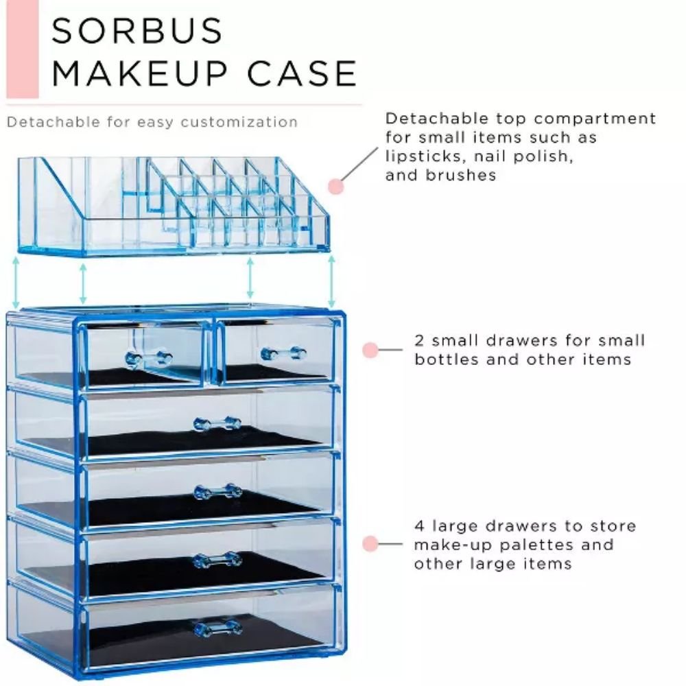 6-Drawer Transparent Acrylic Clear Cube Makeup Organizer 5-Tier Rectangle Storage Multifunctional Jewelry Food Other Items PP