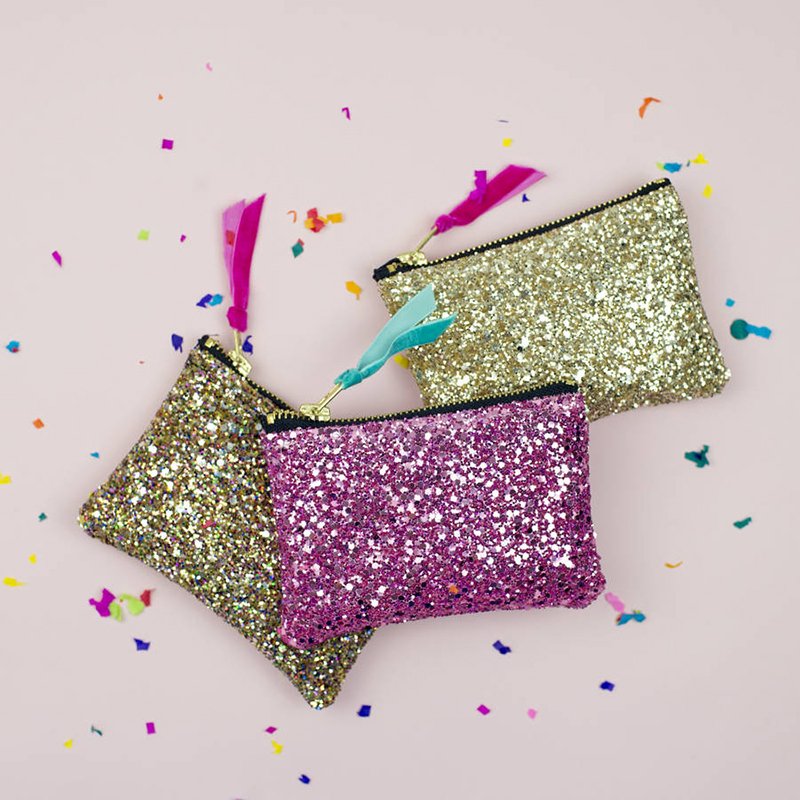 Wholesale Colorful Trendy Metallic Zipper Bling Glitter Jewelry Cosmetic Makeup Gift Bag