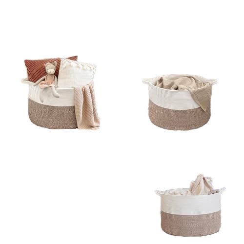2024 new combination three-piece rectangular cotton rope braided storage basket Desktop sundry basket cosmetics storage basket