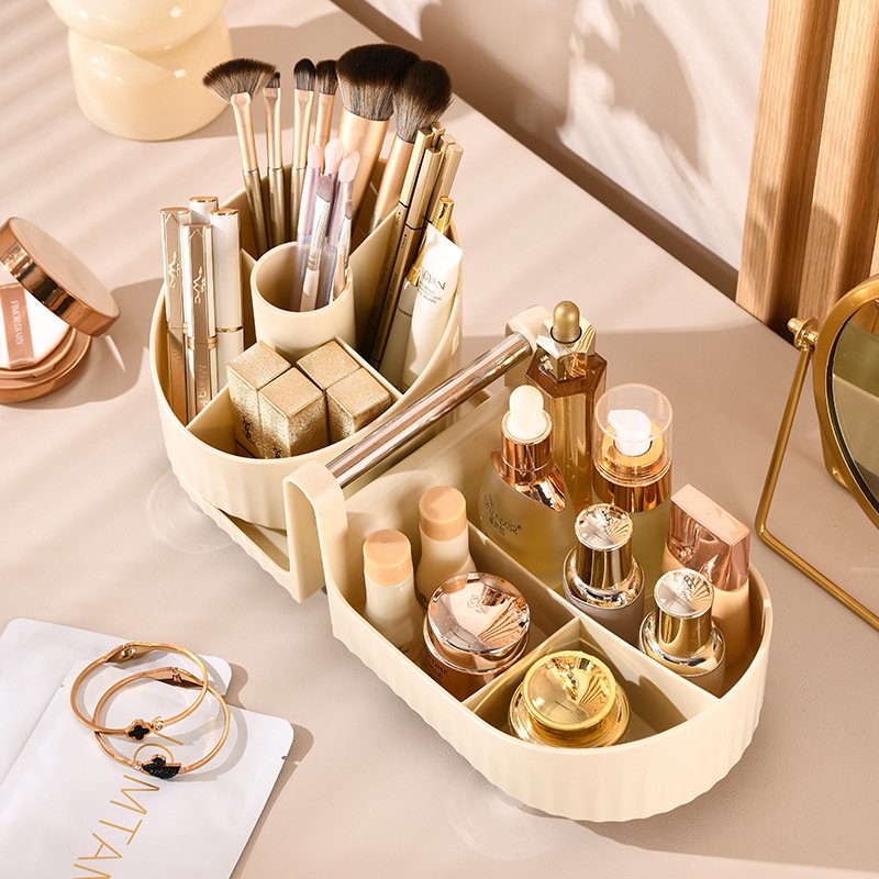 New style rotating makeup organizer large capacity desktop storage box cosmetics organizer storage box with drawer