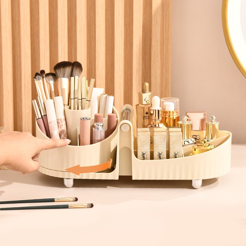 New style rotating makeup organizer large capacity desktop storage box cosmetics organizer storage box with drawer