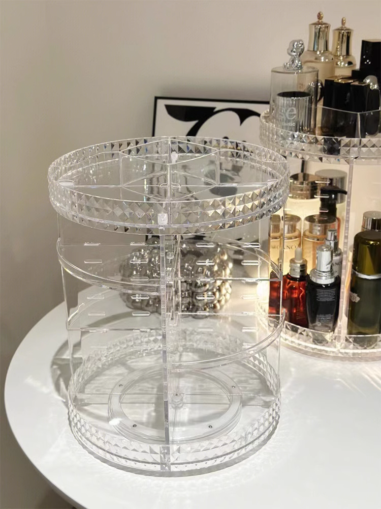 360 Rotating Makeup Organizer Perfume Organizer With 8 Adjustable Layer Clear Cosmetic Storage Display Case
