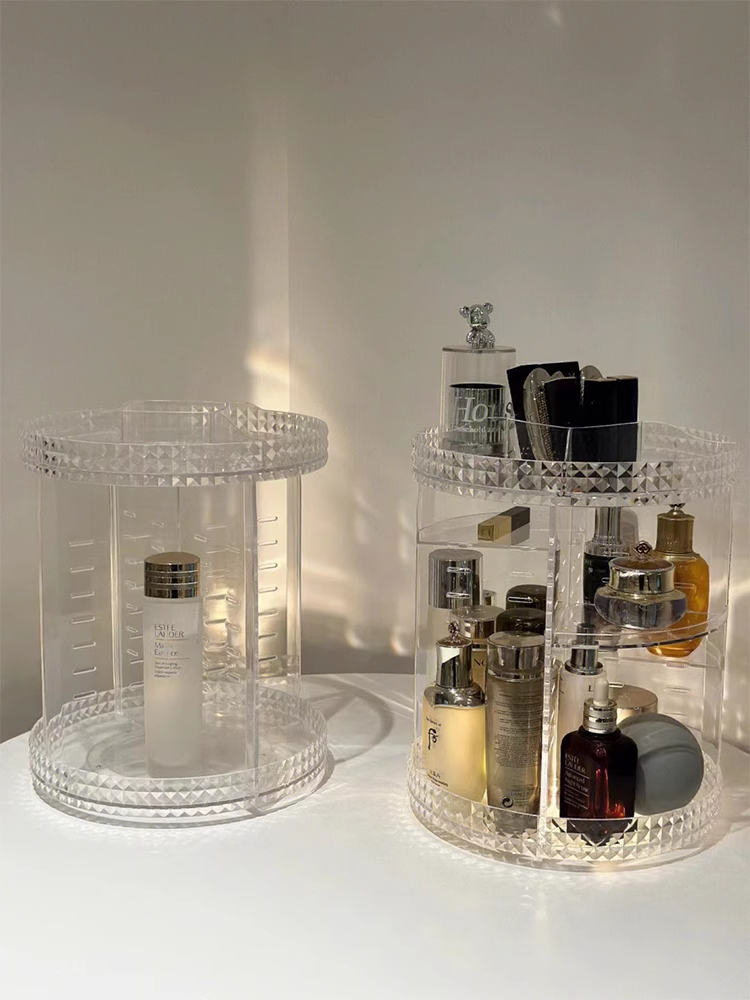 360 Rotating Makeup Organizer Perfume Organizer With 8 Adjustable Layer Clear Cosmetic Storage Display Case