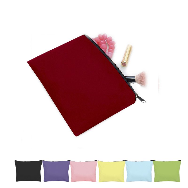 Eco Friendly Blank Organic Cotton Canvas Plain Travel Zipper Makeup Bag cosmetic pouch With Custom Logo for ladies