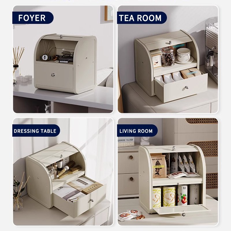 Waterproof Dustproof Large Capacity Cosmetic Makeup metal organizer Box Countertop Bedroom dresser multifunction Storage Shelf