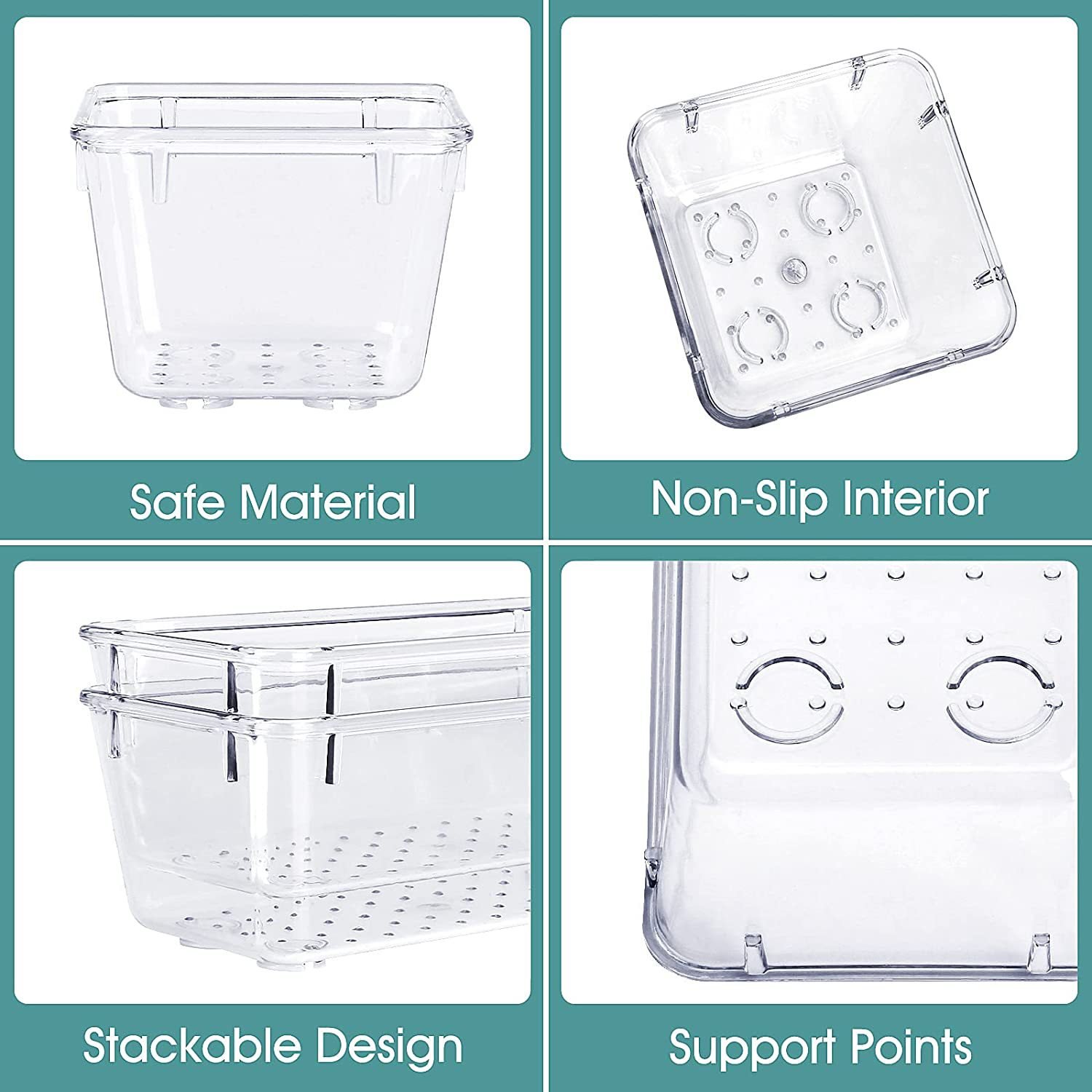 25 PCS Clear Plastic Drawer Organizer Set Desk Drawer Divider Organizers and Storage Bins For Makeup Jewelry Gadgets