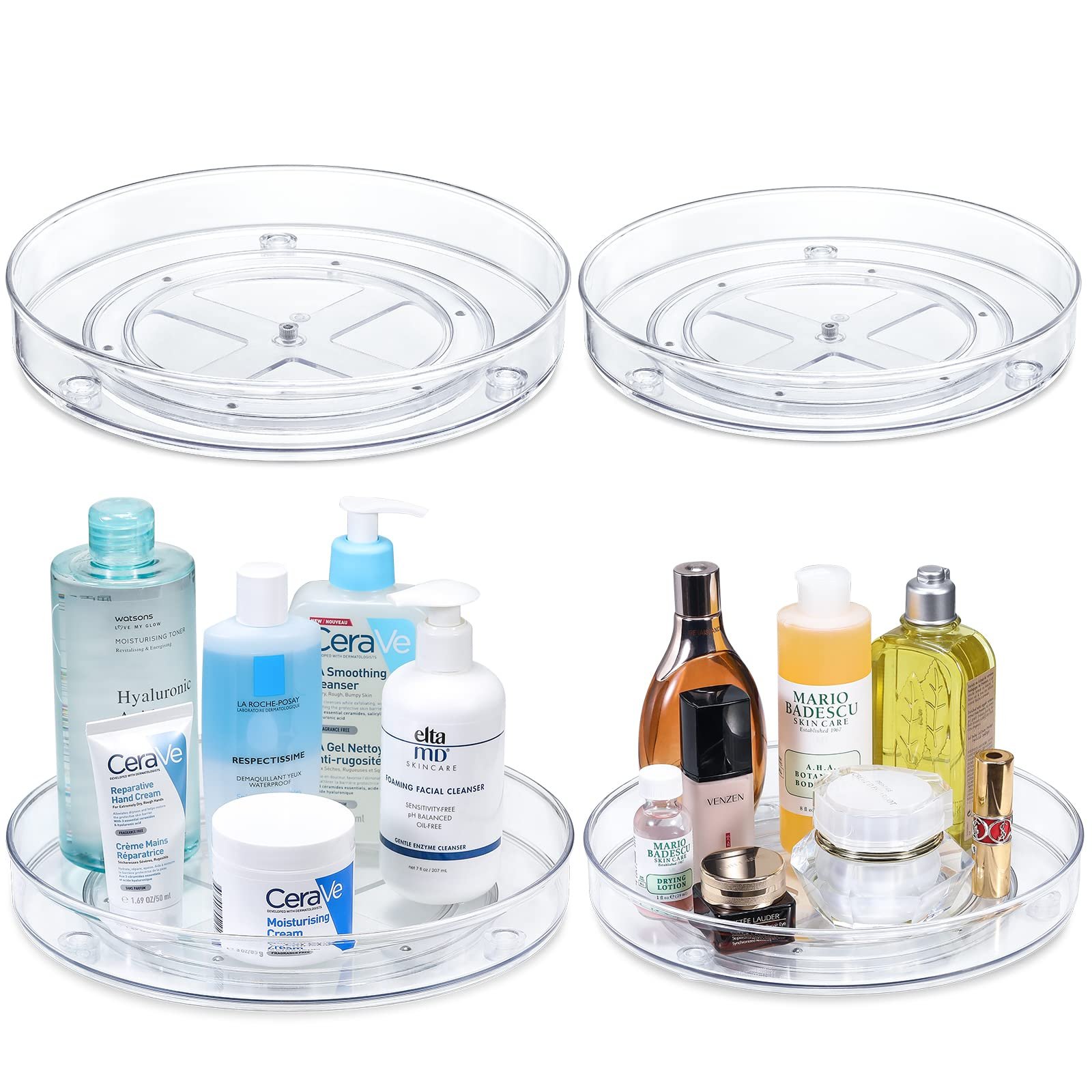360 Degree PET Makeup Organizers lazy susan clear storage turntable rotating organizer