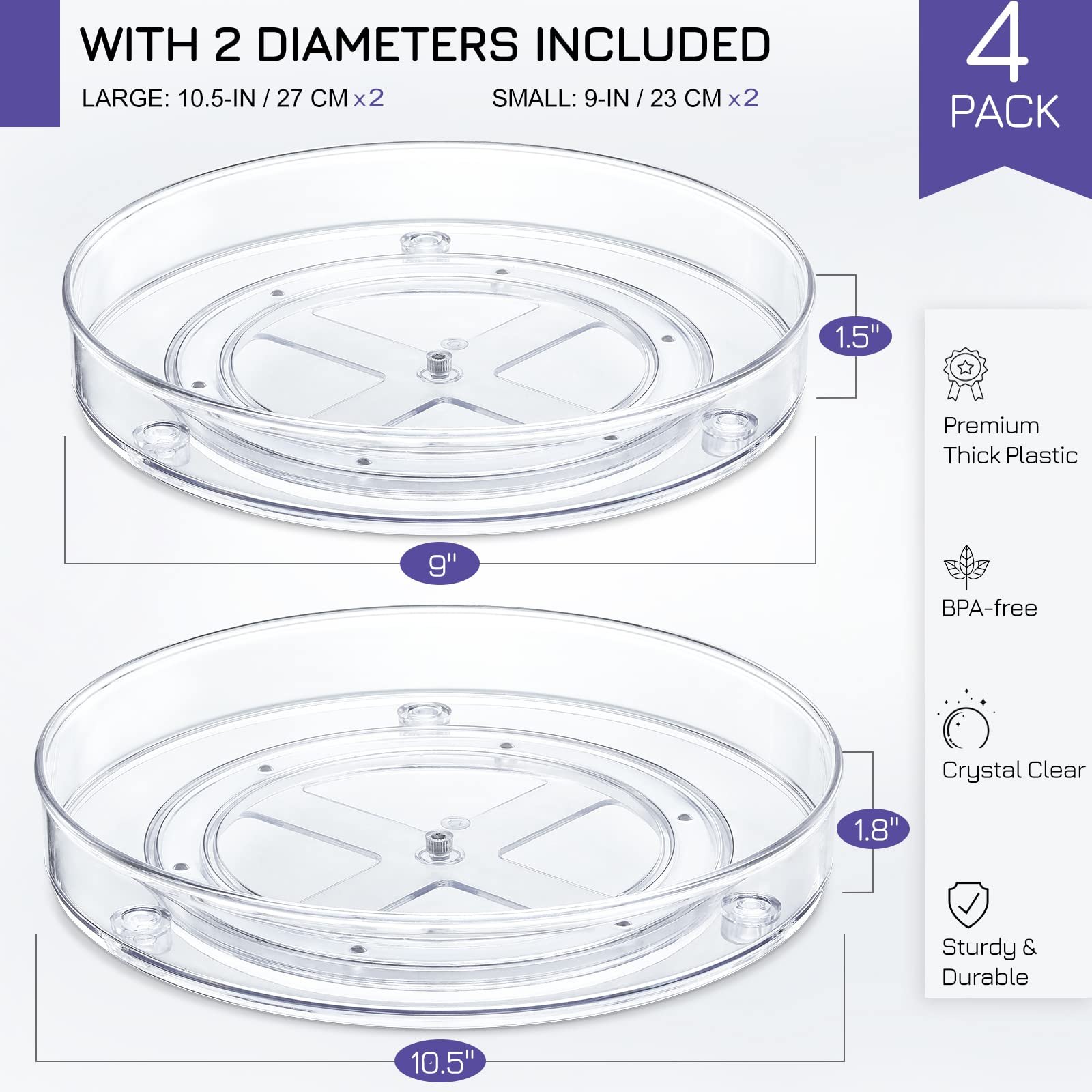 360 Degree PET Makeup Organizers lazy susan clear storage turntable rotating organizer