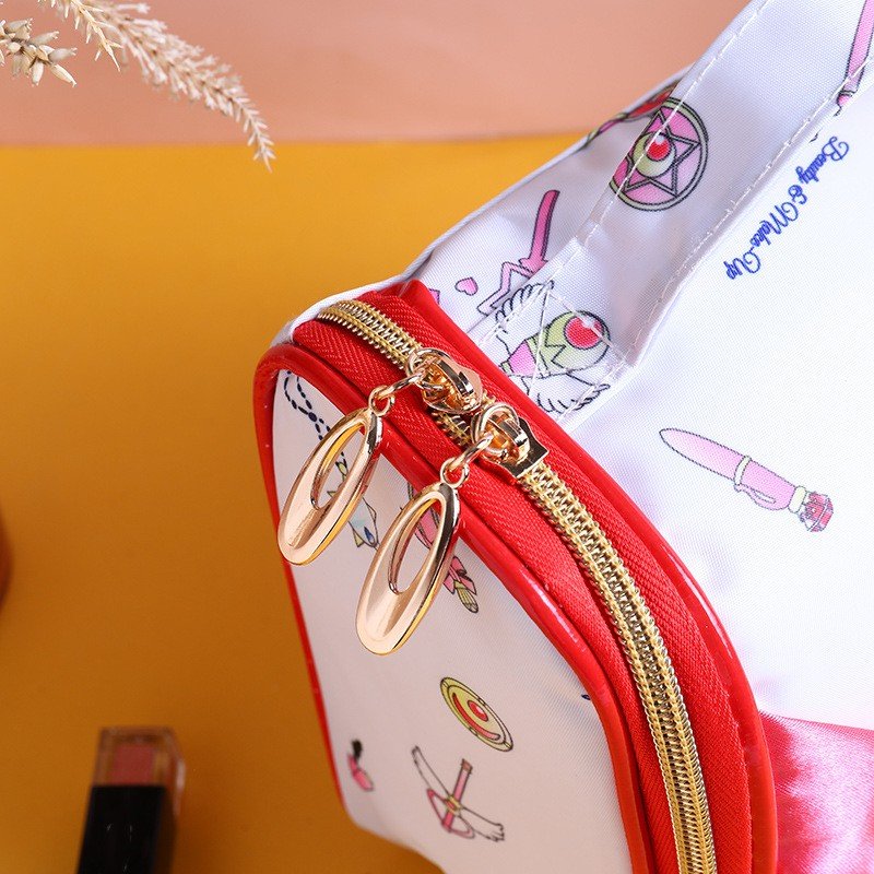Kawaii Anime Makeup Bag PU Leather Japanese Sailor Cartoon Cosmetic Bag Waterproof Travel Makeup Storage Girls Sweet Handbag