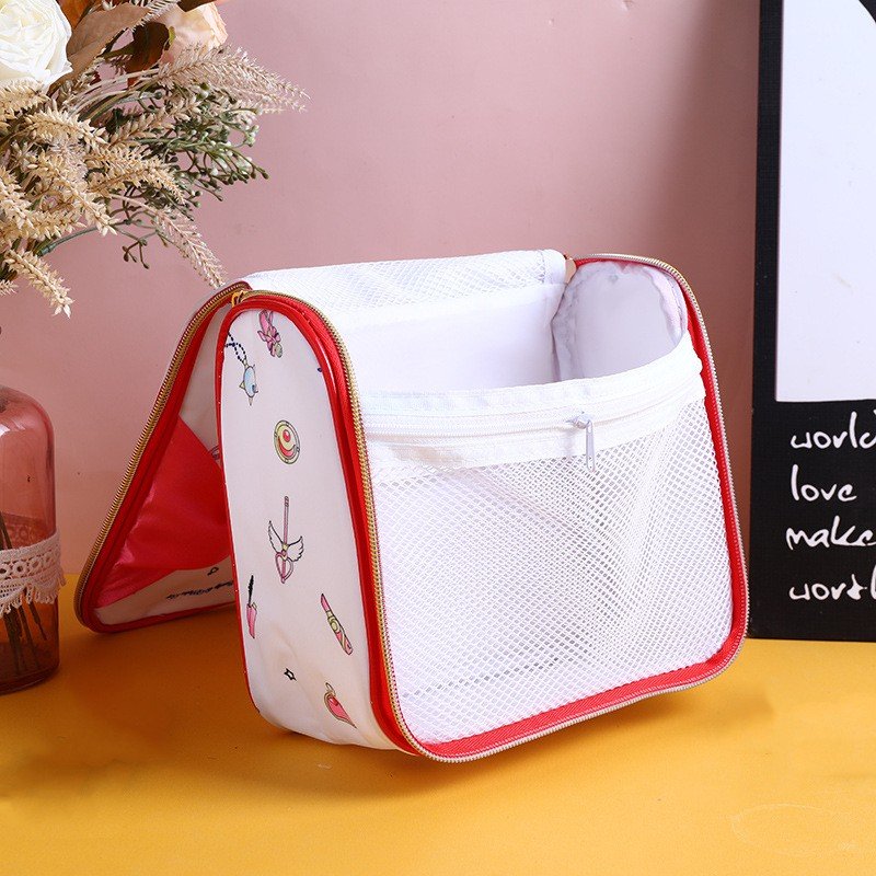 Kawaii Anime Makeup Bag PU Leather Japanese Sailor Cartoon Cosmetic Bag Waterproof Travel Makeup Storage Girls Sweet Handbag