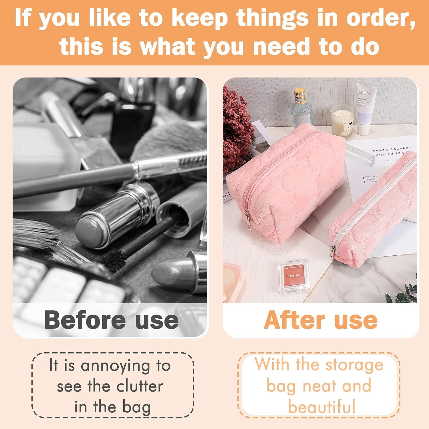 Small Makeup Bag for Purse Fuzzy Makeup Pouch Cute Cosmetic Bag Aesthetic Pencil Case for Women Zipper Pouches for Organizing
