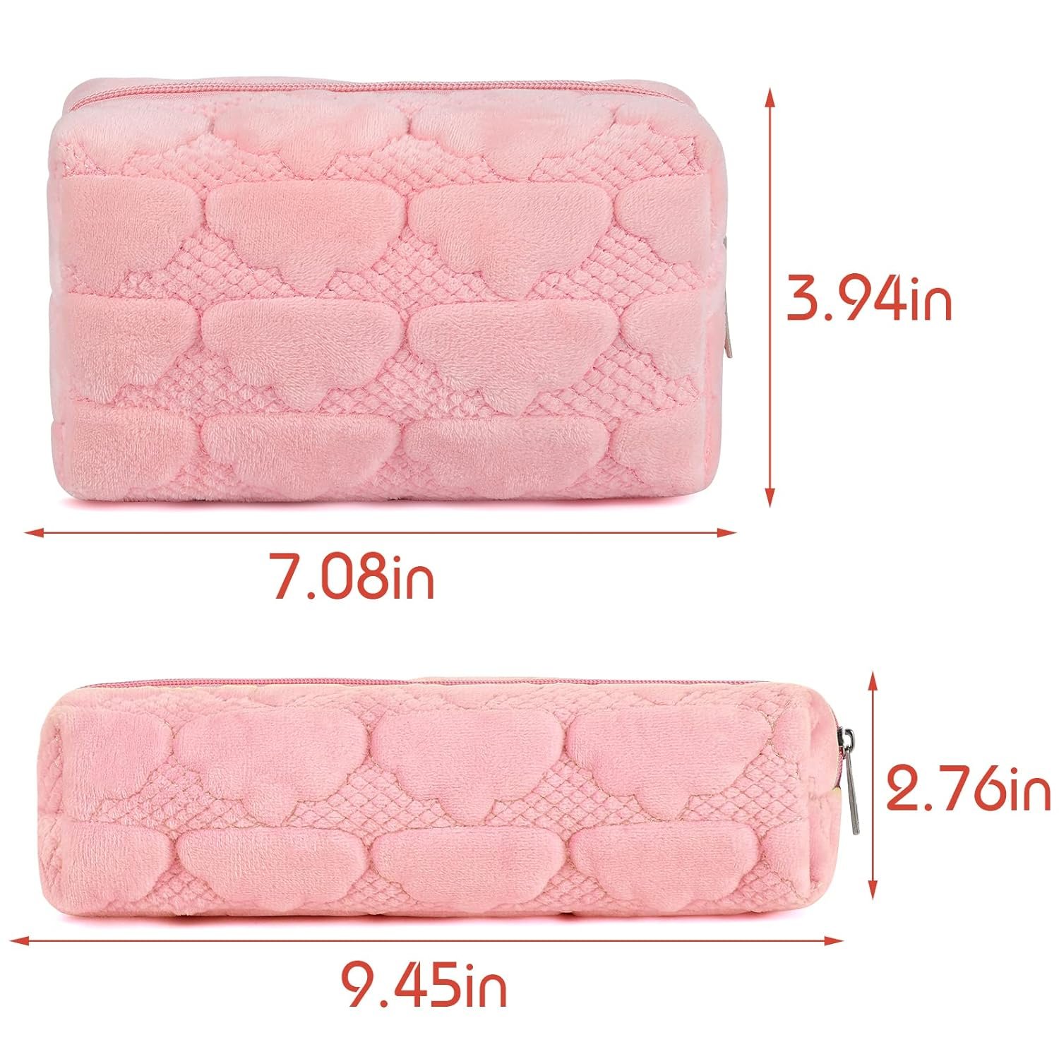 Small Makeup Bag for Purse Fuzzy Makeup Pouch Cute Cosmetic Bag Aesthetic Pencil Case for Women Zipper Pouches for Organizing
