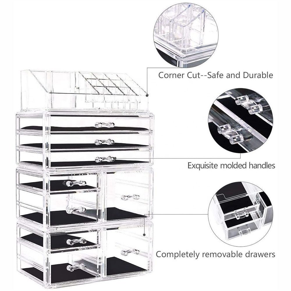 Wholesale Acrylic Plastic Make Up Clear Cosmetic Makeup Drawer Organizer Storage Box For Cosmetics With Drawers
