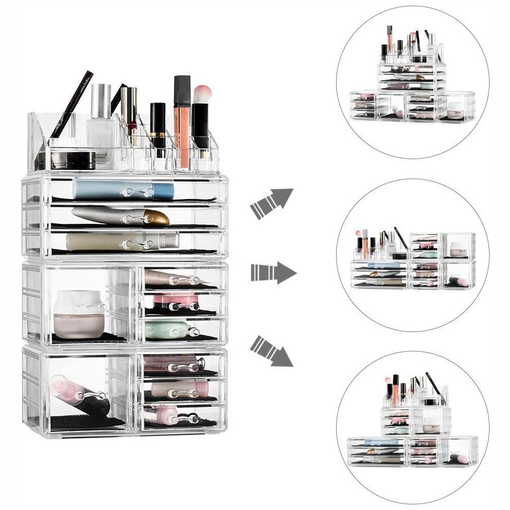 Wholesale Acrylic Plastic Make Up Clear Cosmetic Makeup Drawer Organizer Storage Box For Cosmetics With Drawers