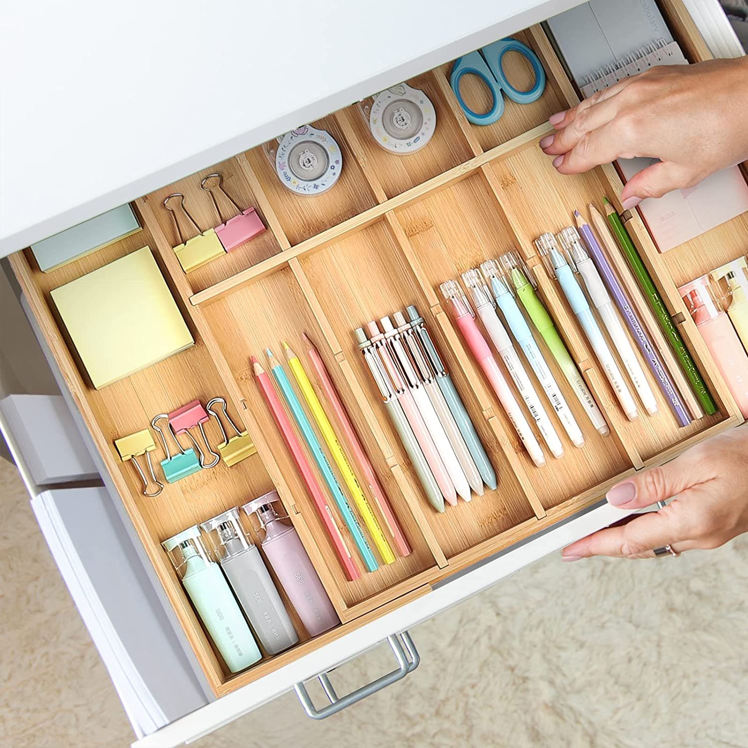 Wholesale Expandable Desk Drawer Organizer Adjustable Cutlery Tray Storage Bins for Desk Organizers and Accessories