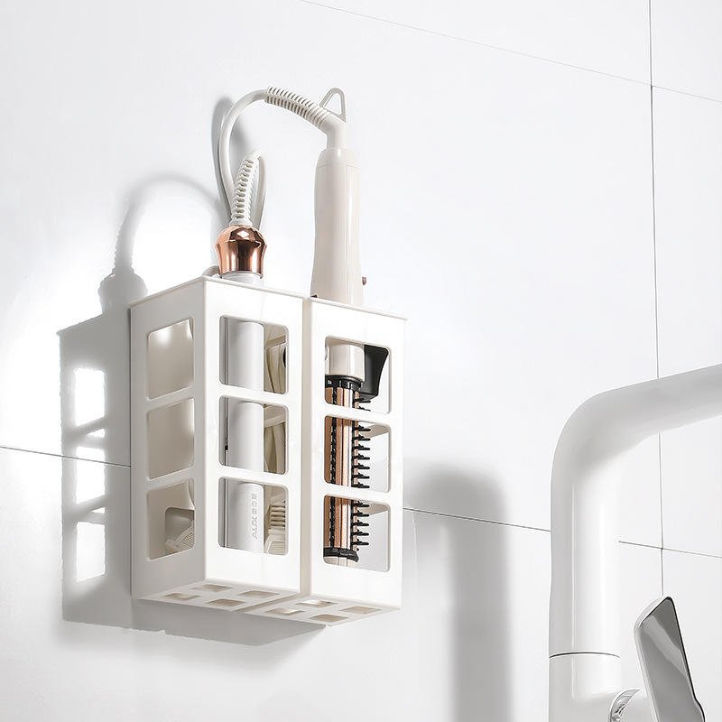 YXHT High quality Best sale bathroom white plastic shelf wall hanging free punching hair tools makeup storage box
