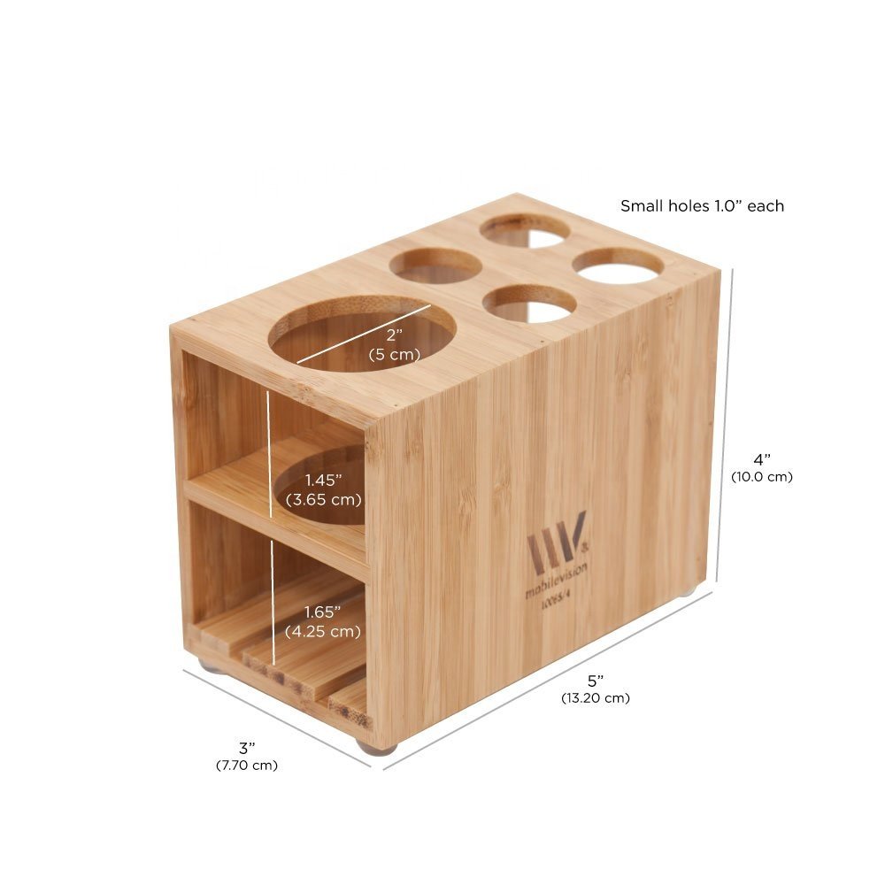Bamboo Makeup Organizer Desk Cosmetic Storage Bin Makeup Organizer Box Tabletop Makeup Drawer Organizer Cosmetics Holder