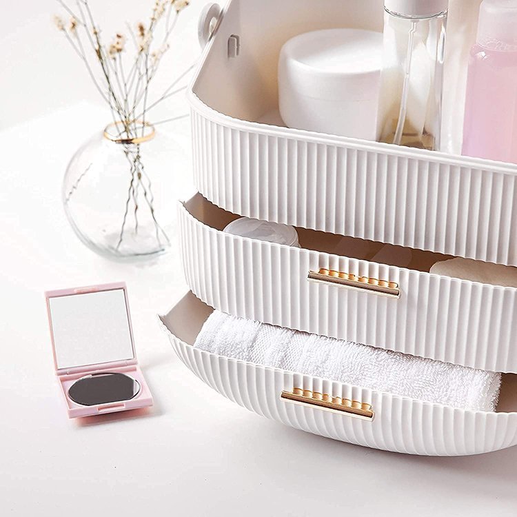 2023 Hot Sale New Style Skin Care Cream Lipstick Cosmetic Organizer Desk Makeup Organizer Storage Box with Drawer
