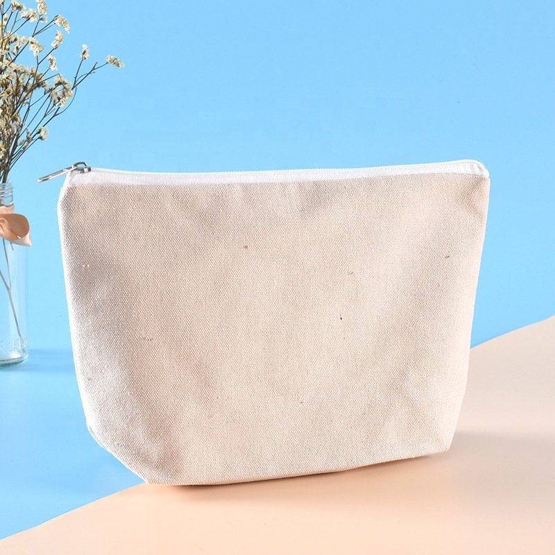 Wholesale Custom Printed Organizers Makeup Canvas Zipper Pouch Fashion Travel Cotton Cosmetic Bag
