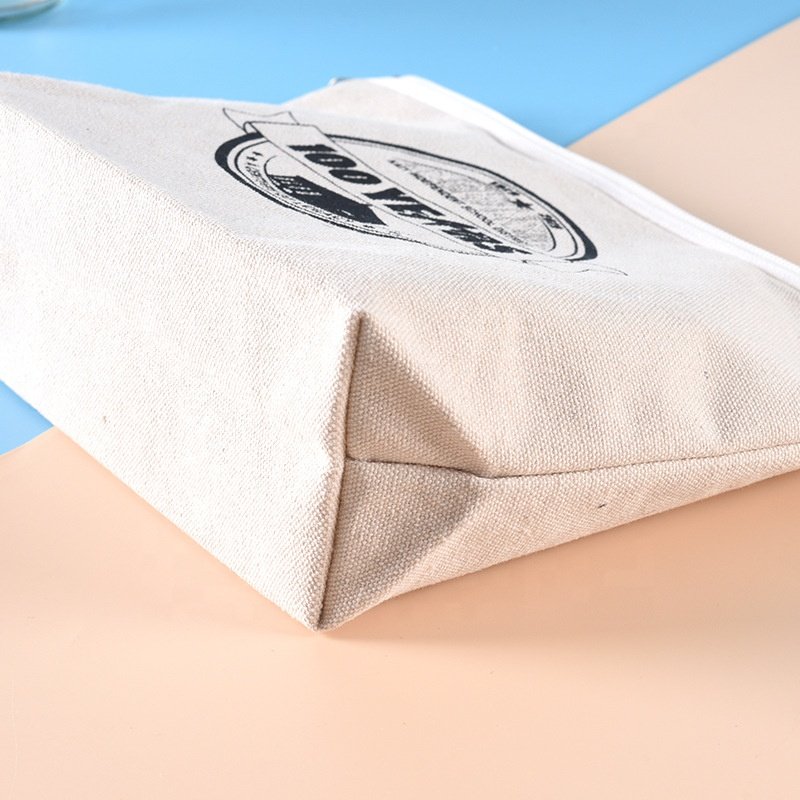Wholesale Custom Printed Organizers Makeup Canvas Zipper Pouch Fashion Travel Cotton Cosmetic Bag