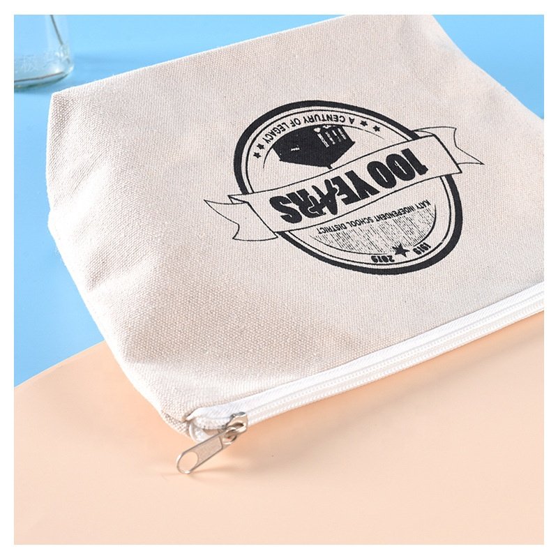 Wholesale Custom Printed Organizers Makeup Canvas Zipper Pouch Fashion Travel Cotton Cosmetic Bag