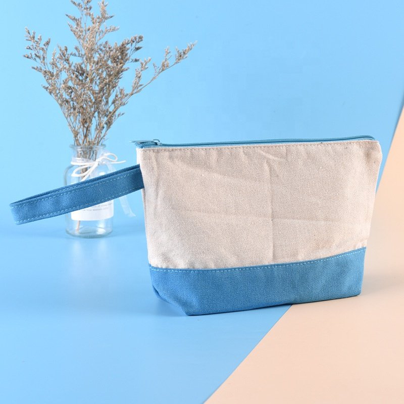 Wholesale Custom Printed Organizers Makeup Canvas Zipper Pouch Fashion Travel Cotton Cosmetic Bag
