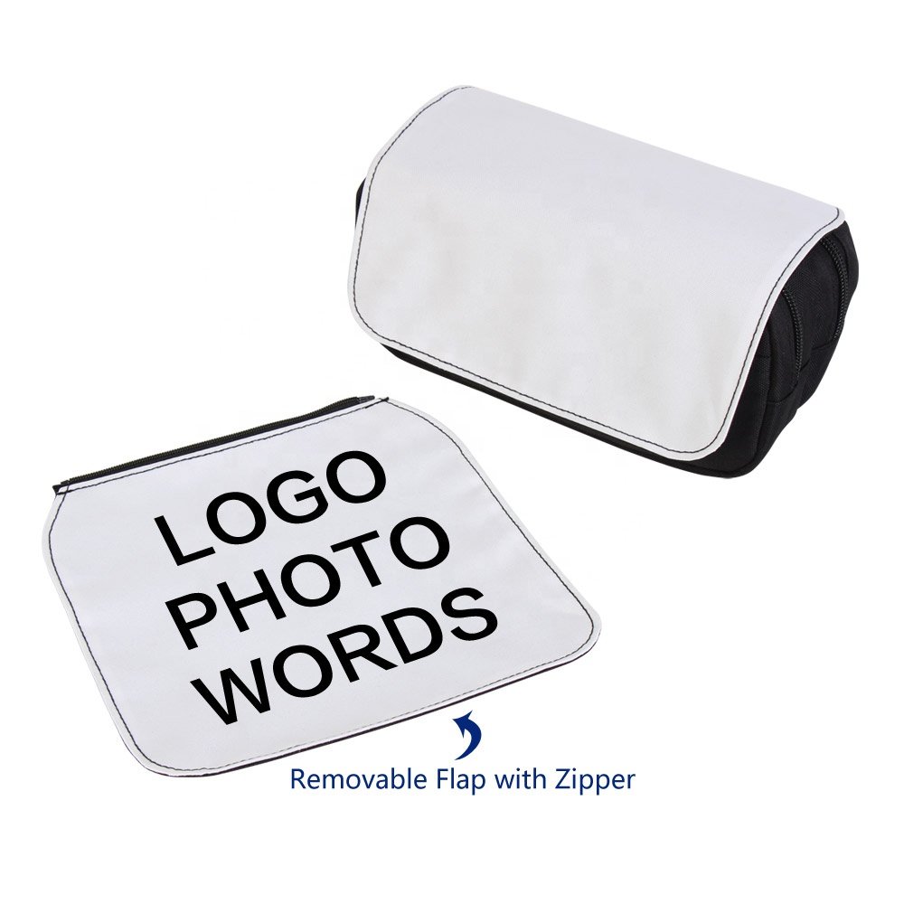 Custom Makeup Small Bag Logo White Blank Detachable Flap Makeup Pouch Canvas for Sublimation Print