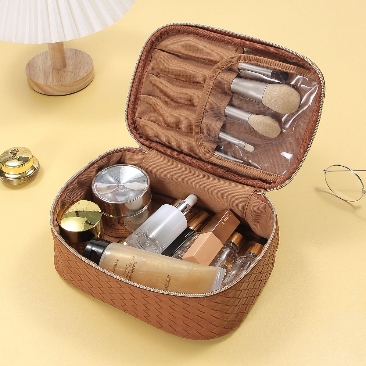Portable Multifunction Organizer Storage Toiletry Makeup Bag for Women and Girls 3 Pcs Pu Travel Cosmetic Bags Set