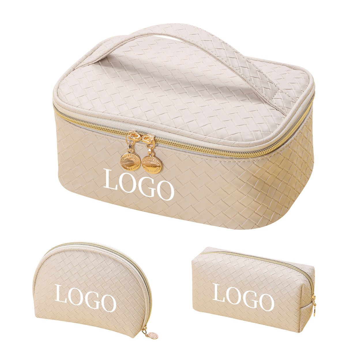 Portable Multifunction Organizer Storage Toiletry Makeup Bag for Women and Girls 3 Pcs Pu Travel Cosmetic Bags Set