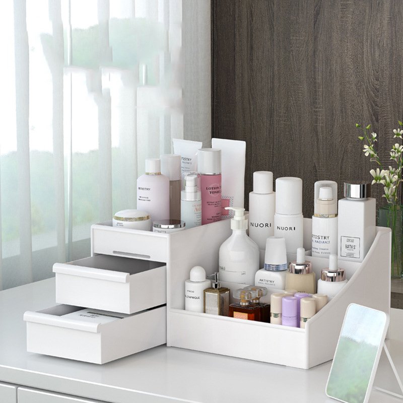 Large Capacity Makeup Organizer Drawer Desktop Dresser Cosmetic Storage Box for Skincare Brush Lipstick Nail Polish Container