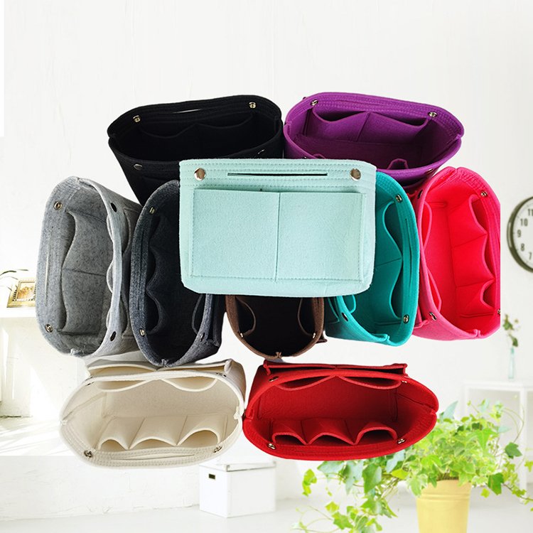 Felt Purse Tote Organizer Insert Multi-Pocket Handbag for cosmetic makeup bag