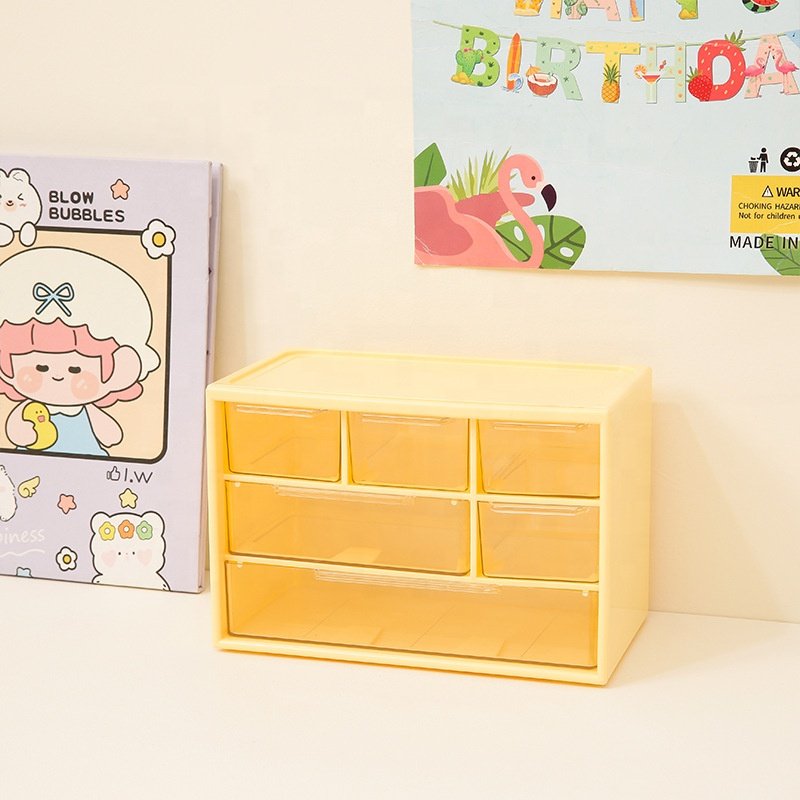 Pull-out jewelry storage box, eco-friendly small cartoon multi-color plastic storage box with drawer, opp bag packaging