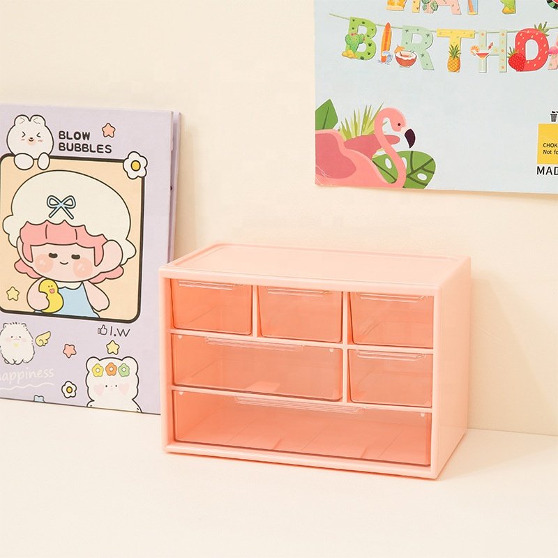 Pull-out jewelry storage box, eco-friendly small cartoon multi-color plastic storage box with drawer, opp bag packaging