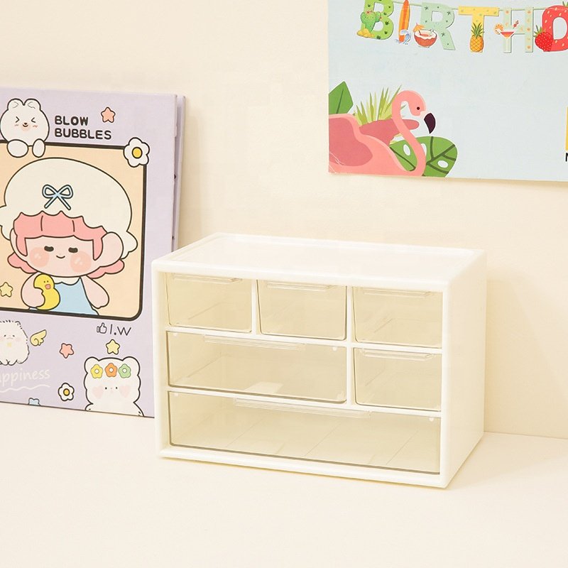 Pull-out jewelry storage box, eco-friendly small cartoon multi-color plastic storage box with drawer, opp bag packaging