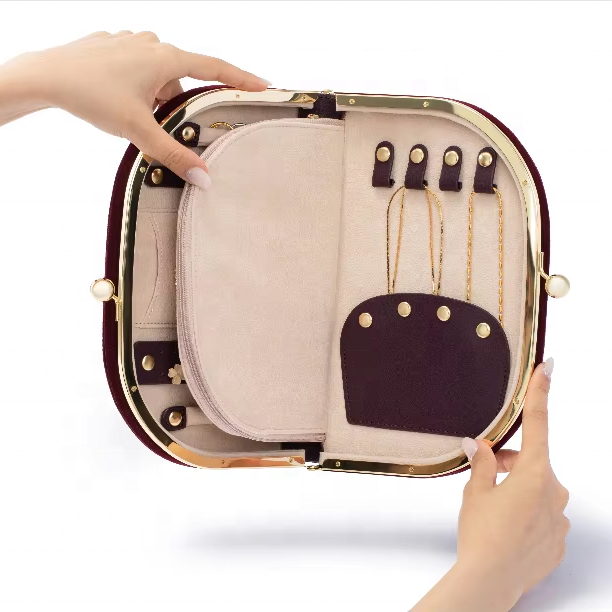 Luxury Travel Organizer with Embroidery Style Premium Jewelry Case Bag for Organizing Protecting Valuable Items while Traveling