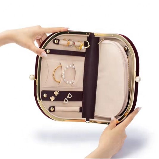 Luxury Travel Organizer with Embroidery Style Premium Jewelry Case Bag for Organizing Protecting Valuable Items while Traveling