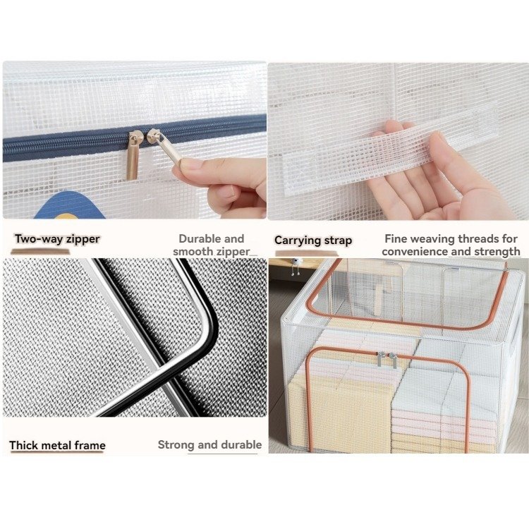 Modern Clear Fabric Foldable Storage Box Low Price Transparent Shoe and Clothing Storage Bags Stackable Design
