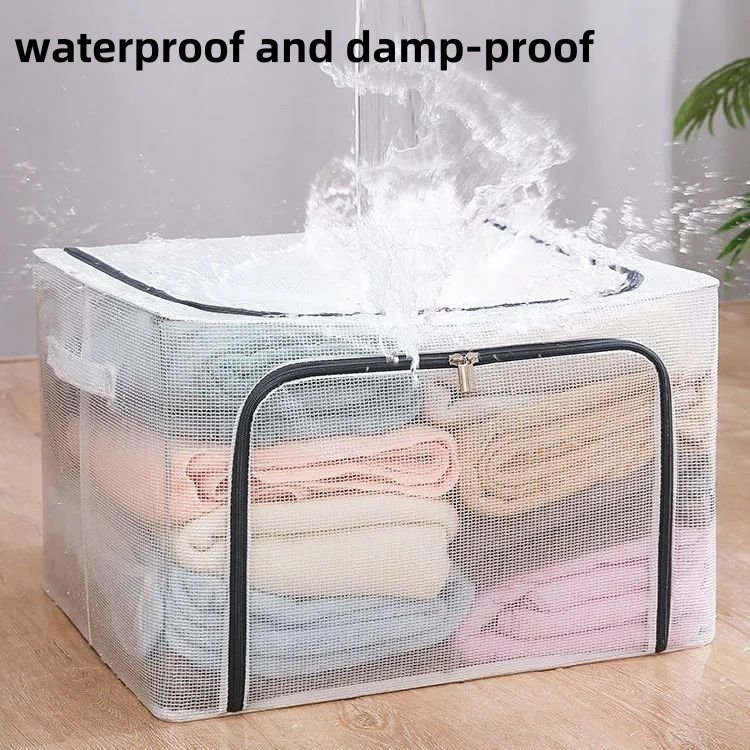 Modern Clear Fabric Foldable Storage Box Low Price Transparent Shoe and Clothing Storage Bags Stackable Design