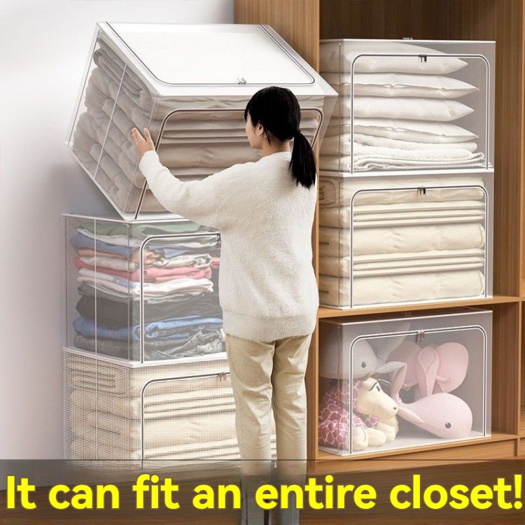 Modern Clear Fabric Foldable Storage Box Low Price Transparent Shoe and Clothing Storage Bags Stackable Design