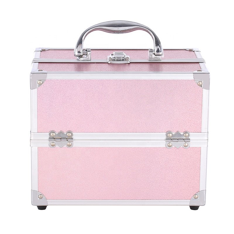Bling Vanity Makeup Case Aluminum Storage Box Portable Train Case Professional Cosmetic Box