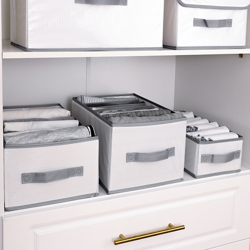 6 Pack Sock Underwear Drawer Organizer Dividers, 58 Cell Foldable Fabric Dresser Closet Organizers and Storage Bins