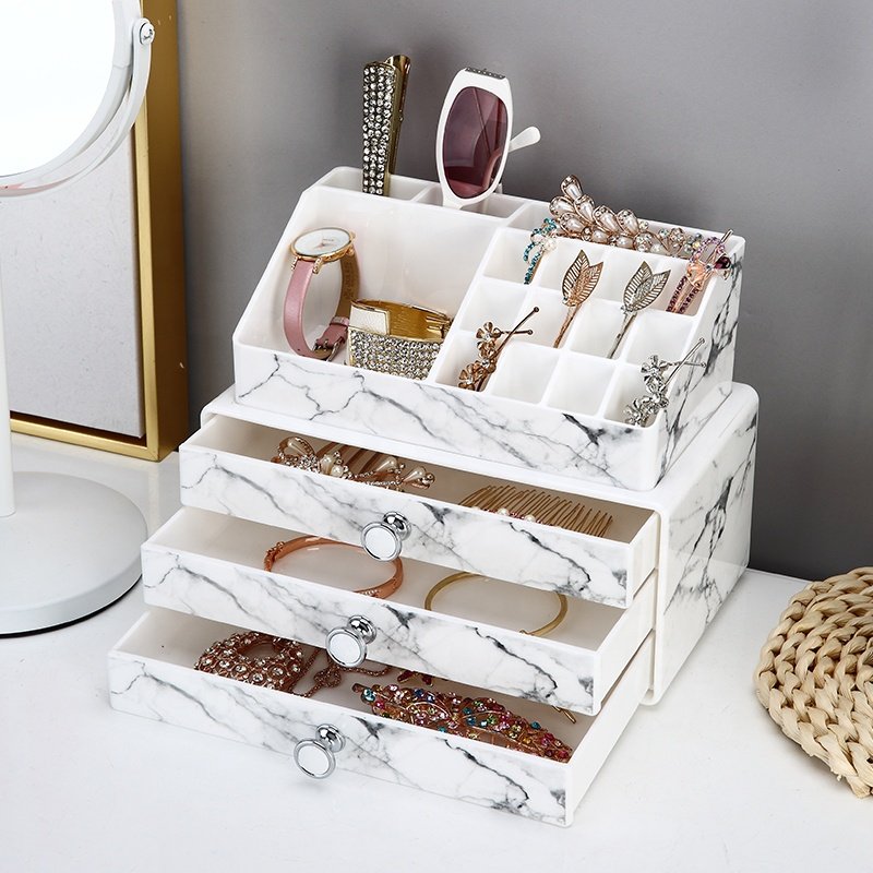 Mulit-layer desktop cosmetic nail polish lipstick display storage drawer clear plastic makeup organizer for cosmetic brush