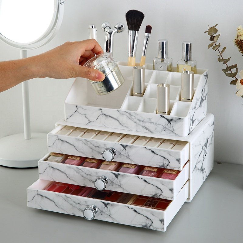 Mulit-layer desktop cosmetic nail polish lipstick display storage drawer clear plastic makeup organizer for cosmetic brush