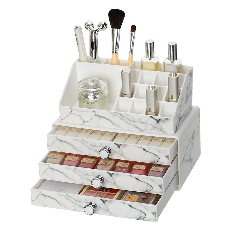 Mulit-layer desktop cosmetic nail polish lipstick display storage drawer clear plastic makeup organizer for cosmetic brush